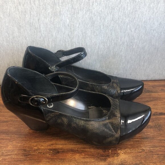 Dansko Bonnie Brown Animal Print Patent Leather Mary Jane Heels SZ‎ 40 US 9.5-10 - Picture 1 of 11